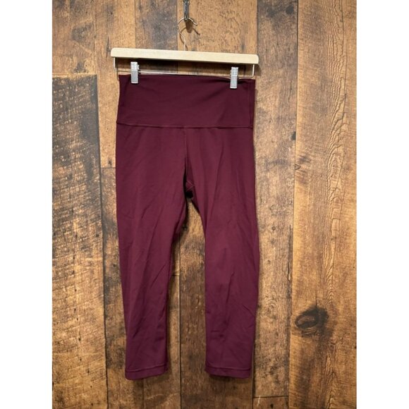Lululemon Wunder Under Crop (Hi-Rise) (Full-On Luxtreme 21") Burgundy Size 8 EUC - Picture 1 of 5